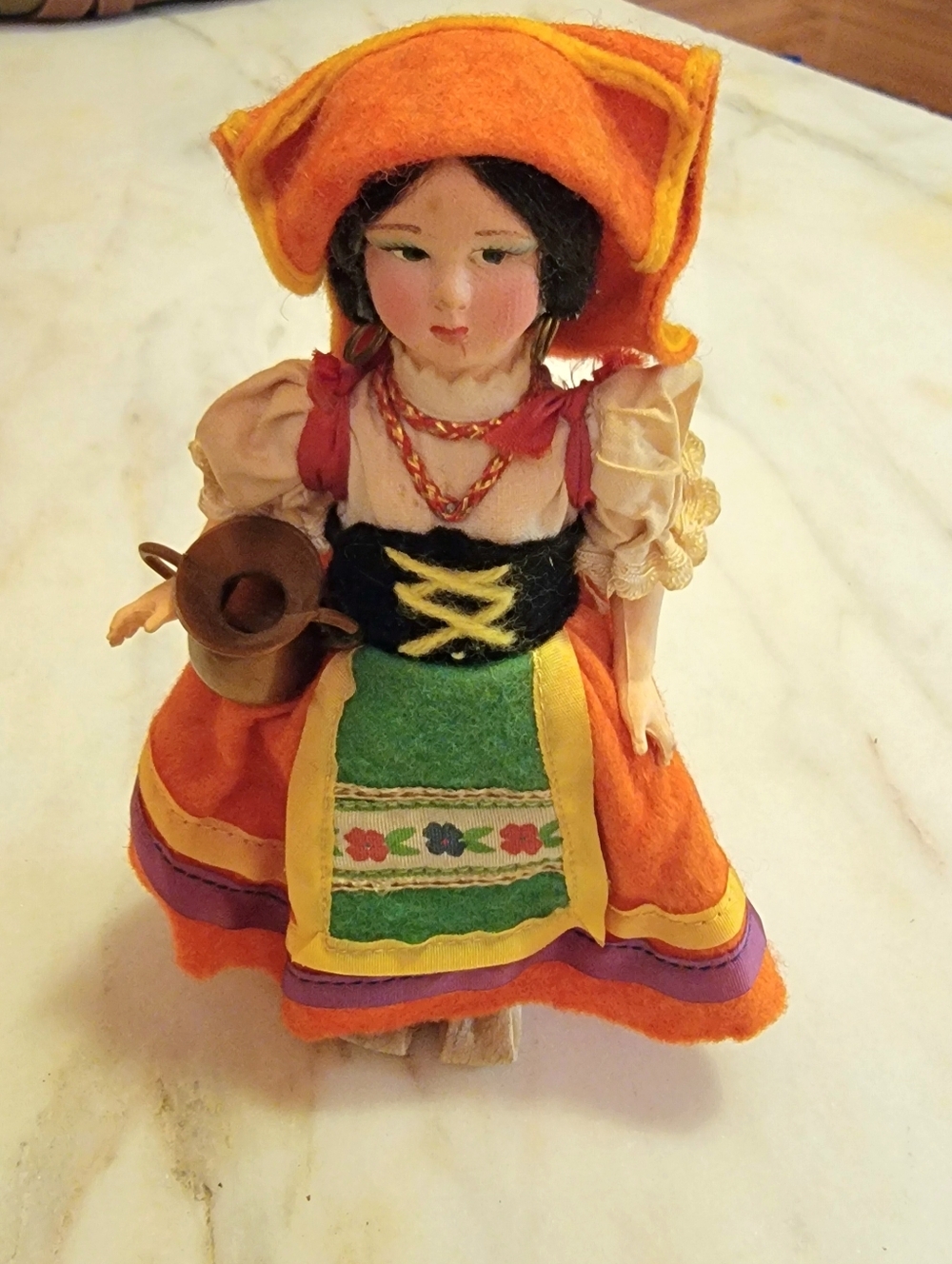 ✨ Stunning Italian Tyrolean Felt Doll | Lenci Style | Hand Painted | Beer Stein